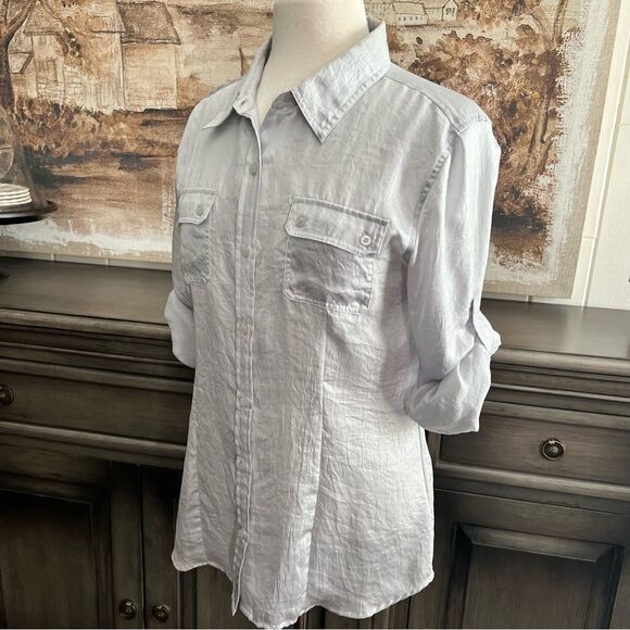 Calvin Klein Gray Shimmering Button-down Shirt size Medium - Picture 1 of 8